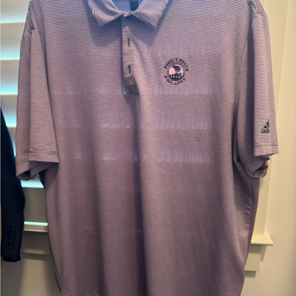 adidas Men’s Pebble Beach Lavender Microstripe Golf Polo